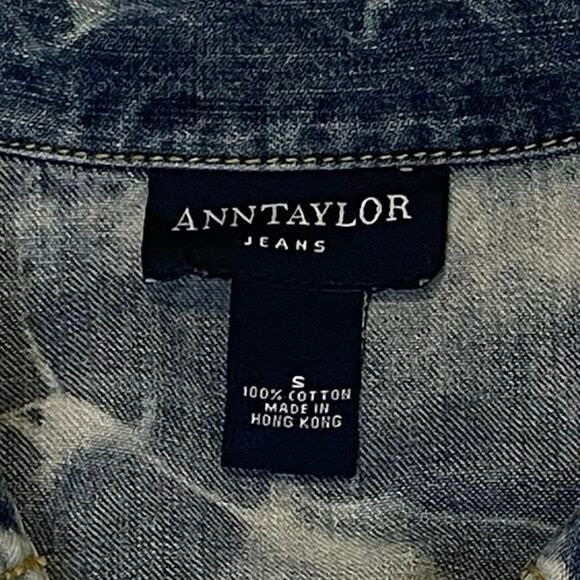 VTG Ann Taylor Jeans Tie Dye Denim Crop Jean Jacket Women's S Blue | EUC - Picture 5 of 10
